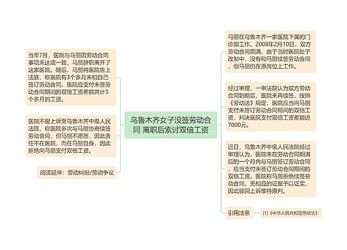 乌鲁木齐女子没签劳动合同 离职后索讨双倍工资