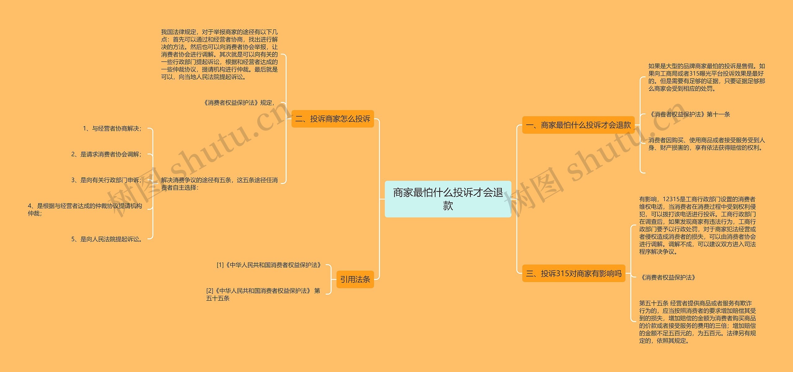 商家最怕什么投诉才会退款思维导图