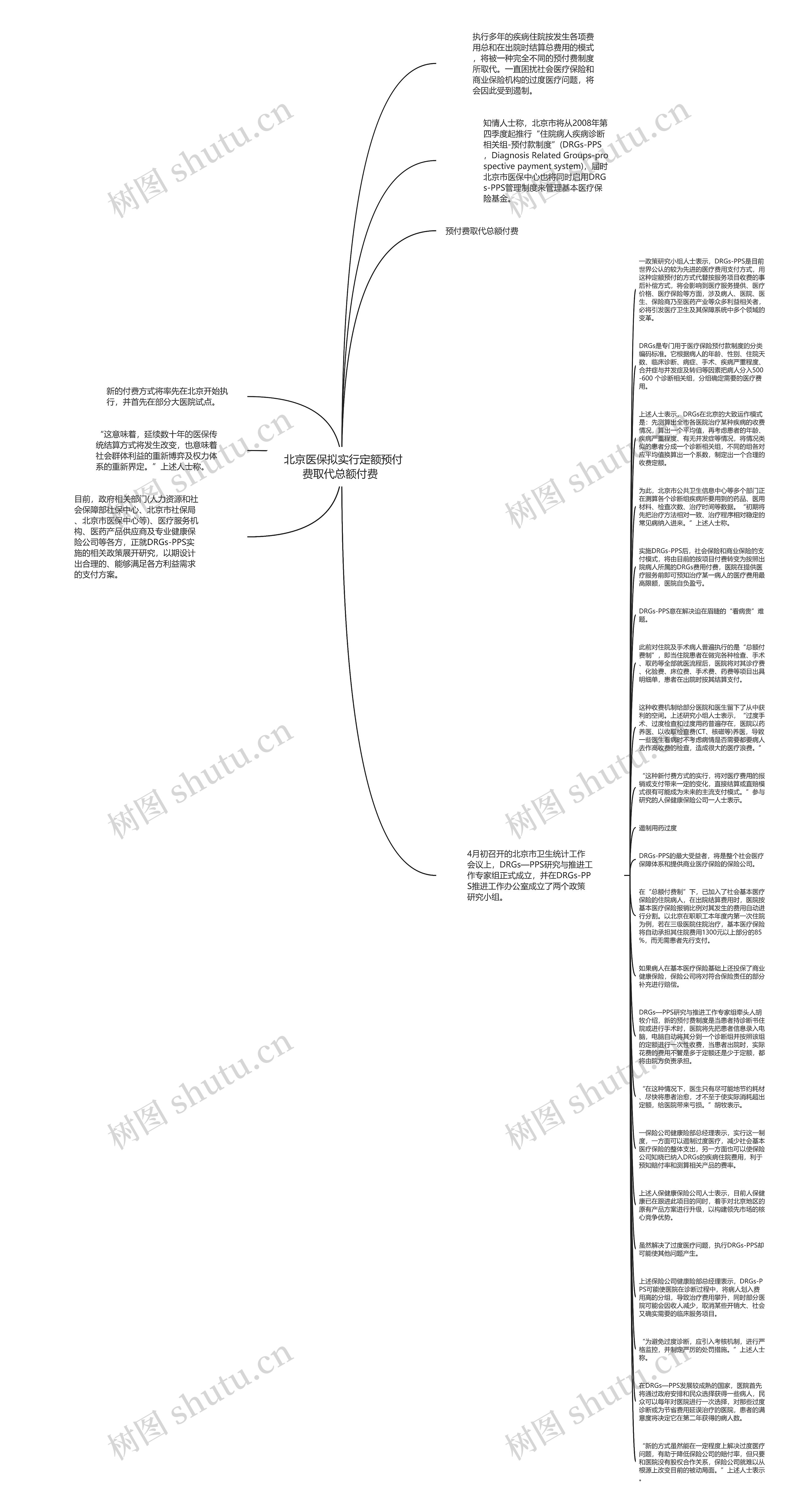  北京医保拟实行定额预付费取代总额付费 思维导图