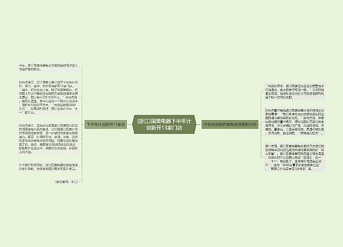 [浙江]国美电器下半年计划新开13家门店