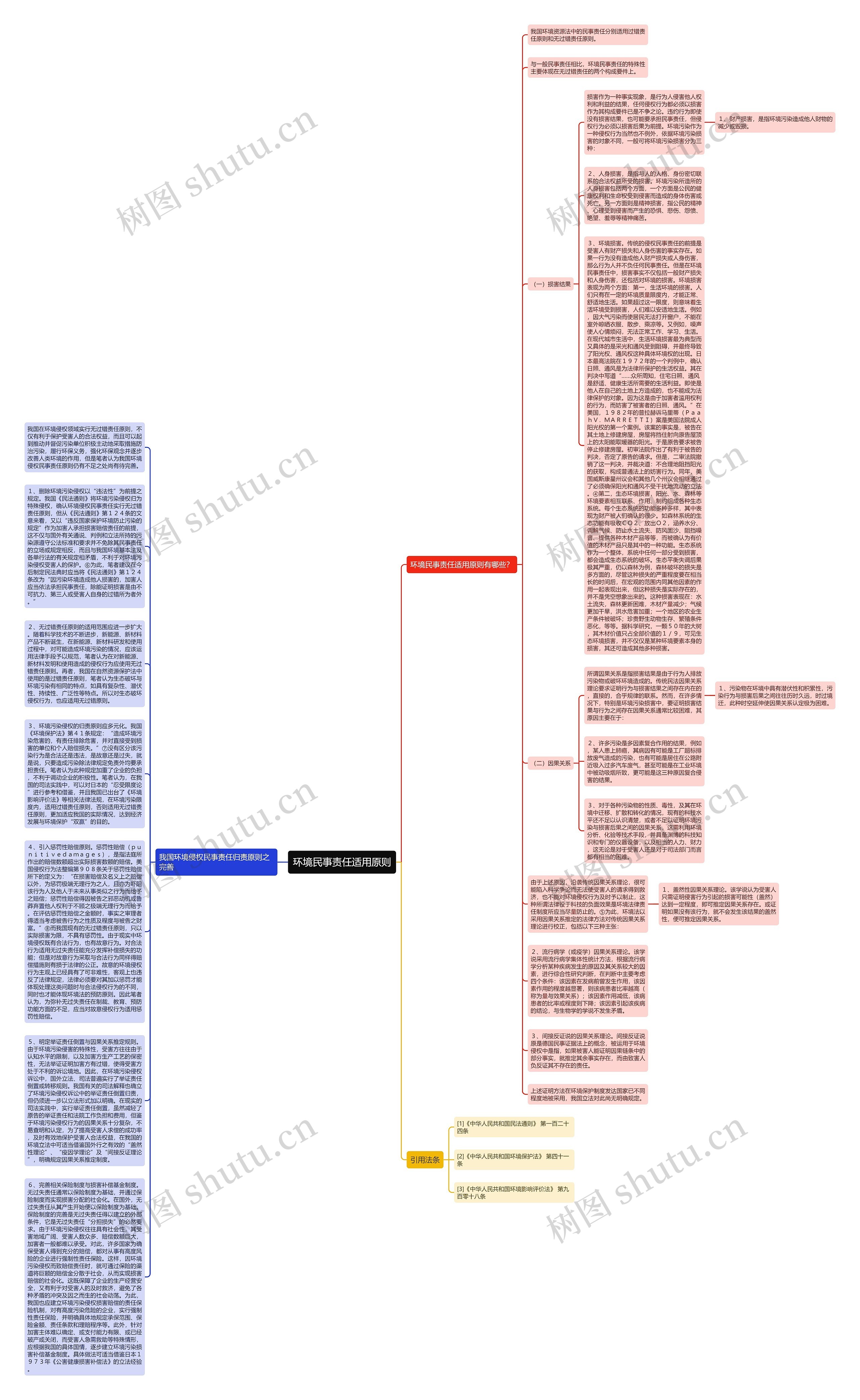 环境民事责任适用原则思维导图