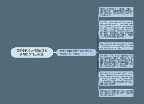 美国小伙喝饮料喝出死老鼠 怒告饮料公司(图)