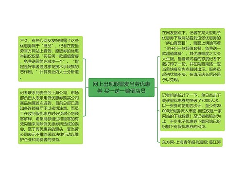 网上出现假冒麦当劳优惠券 买一送一骗倒店员