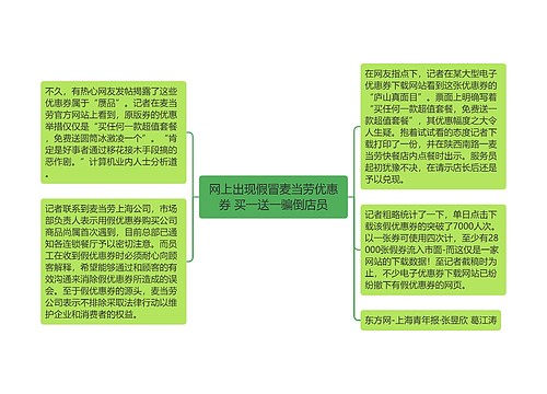 网上出现假冒麦当劳优惠券 买一送一骗倒店员