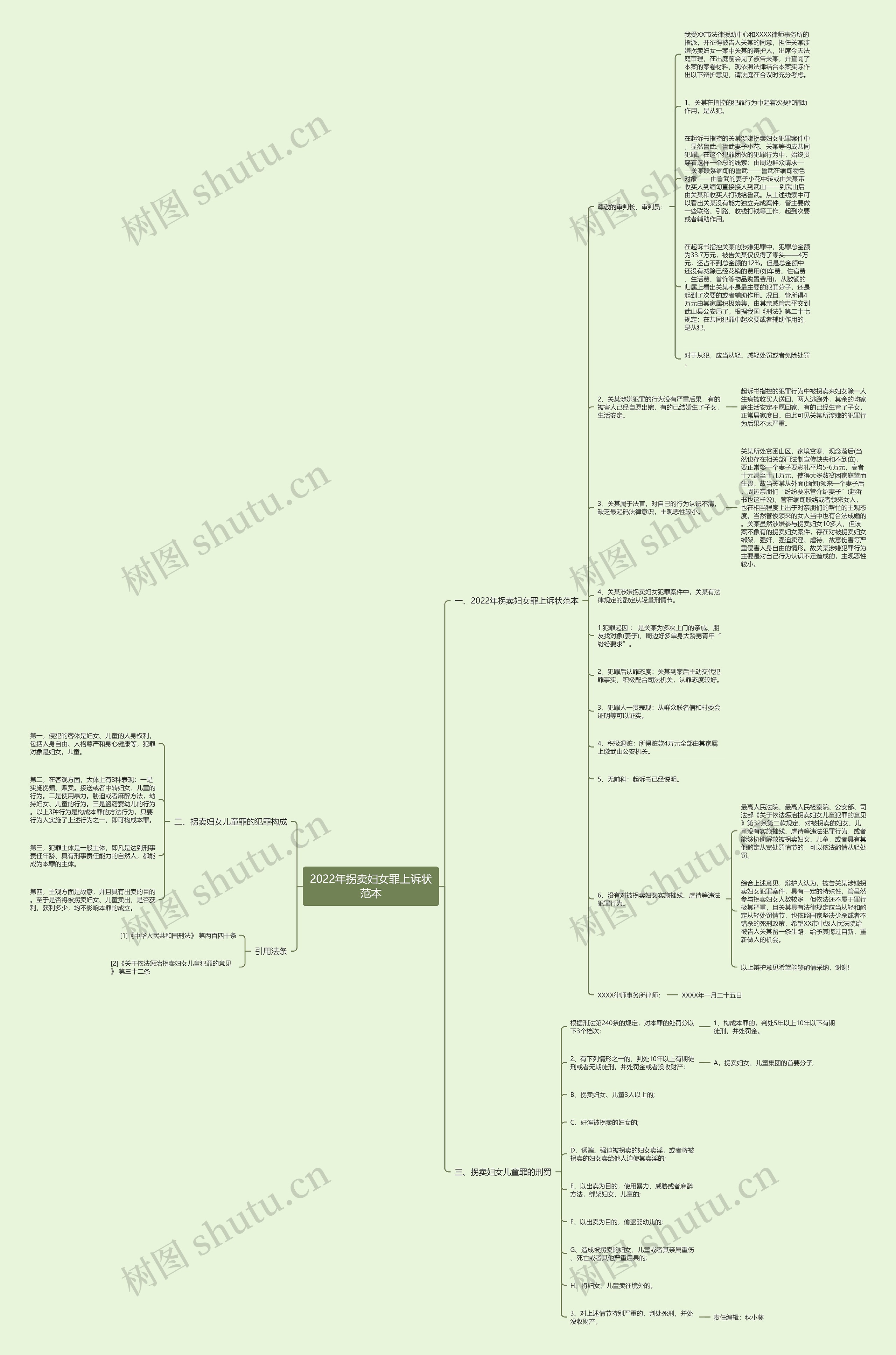 2022年拐卖妇女罪上诉状范本思维导图