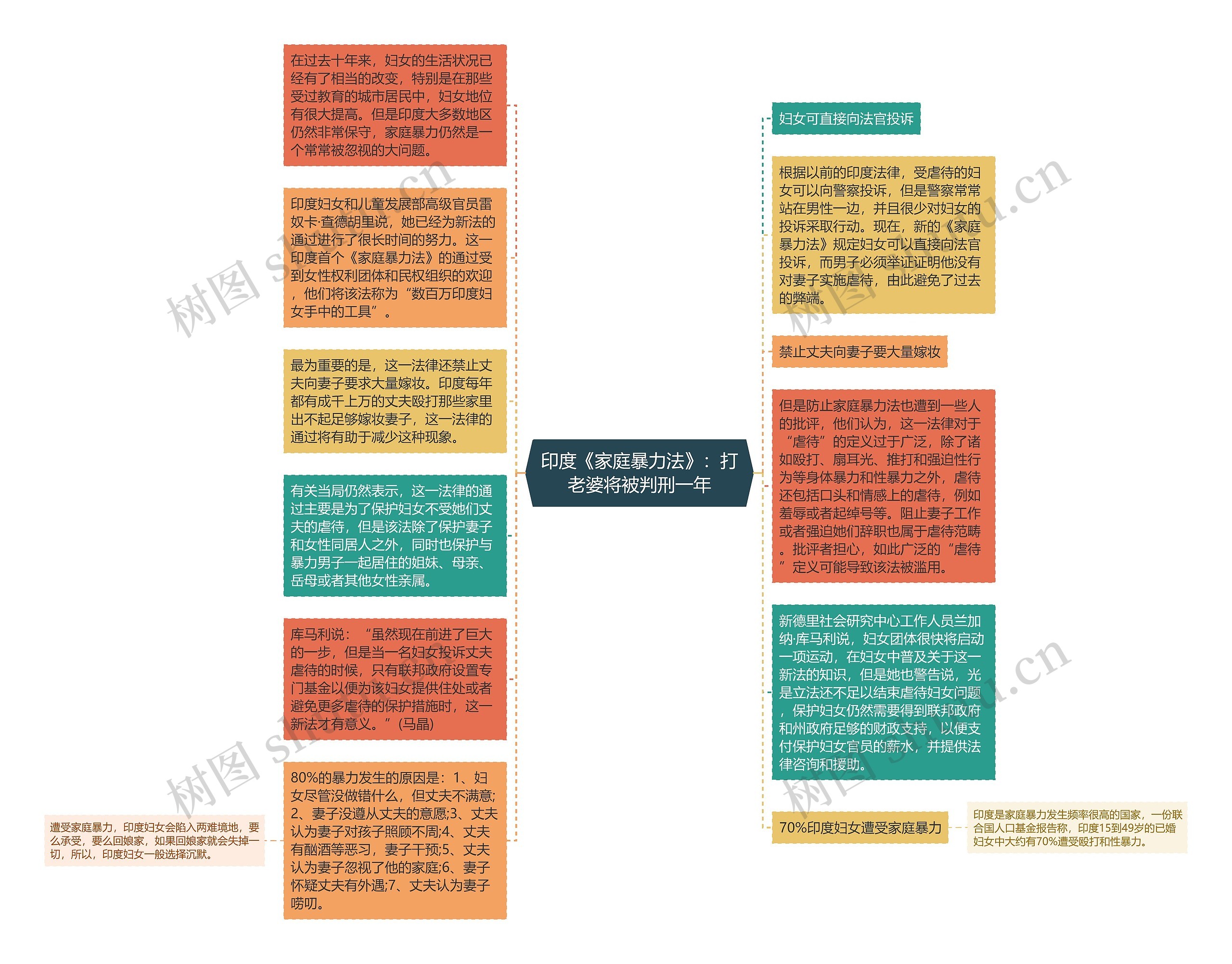 印度《家庭暴力法》：打老婆将被判刑一年思维导图