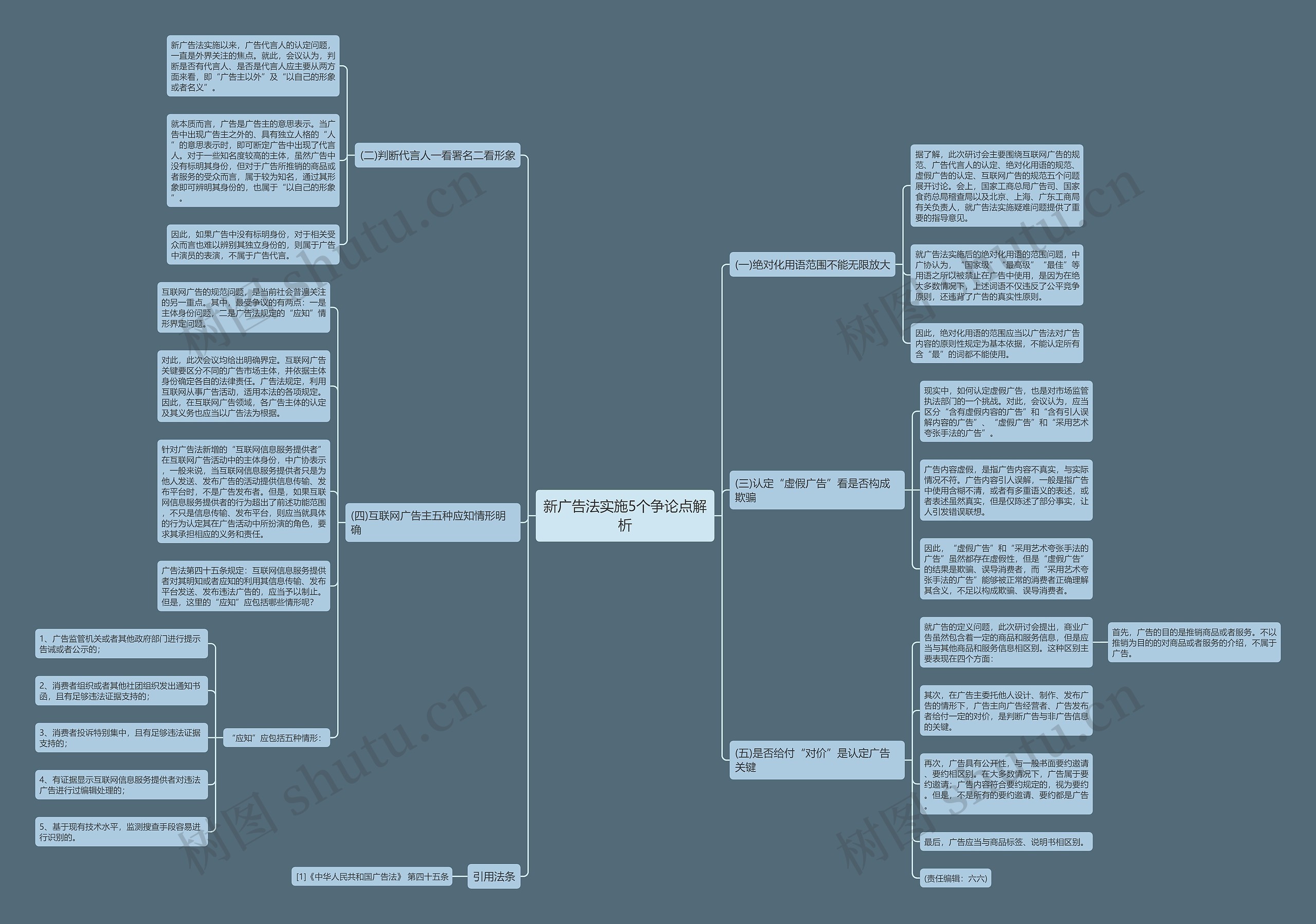 新广告法实施5个争论点解析思维导图