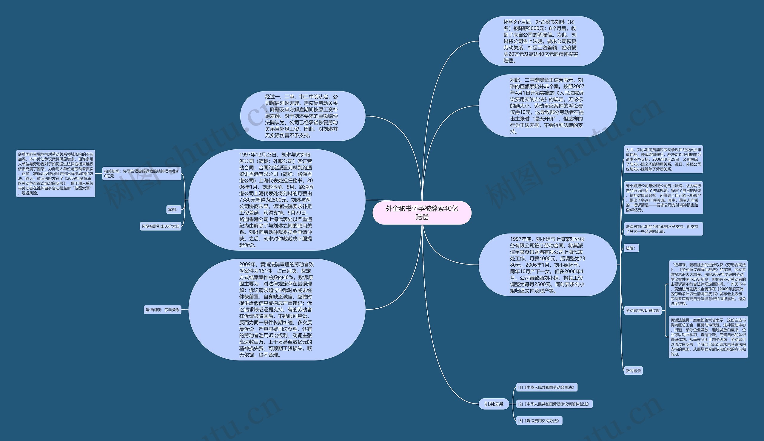 外企秘书怀孕被辞索40亿赔偿思维导图