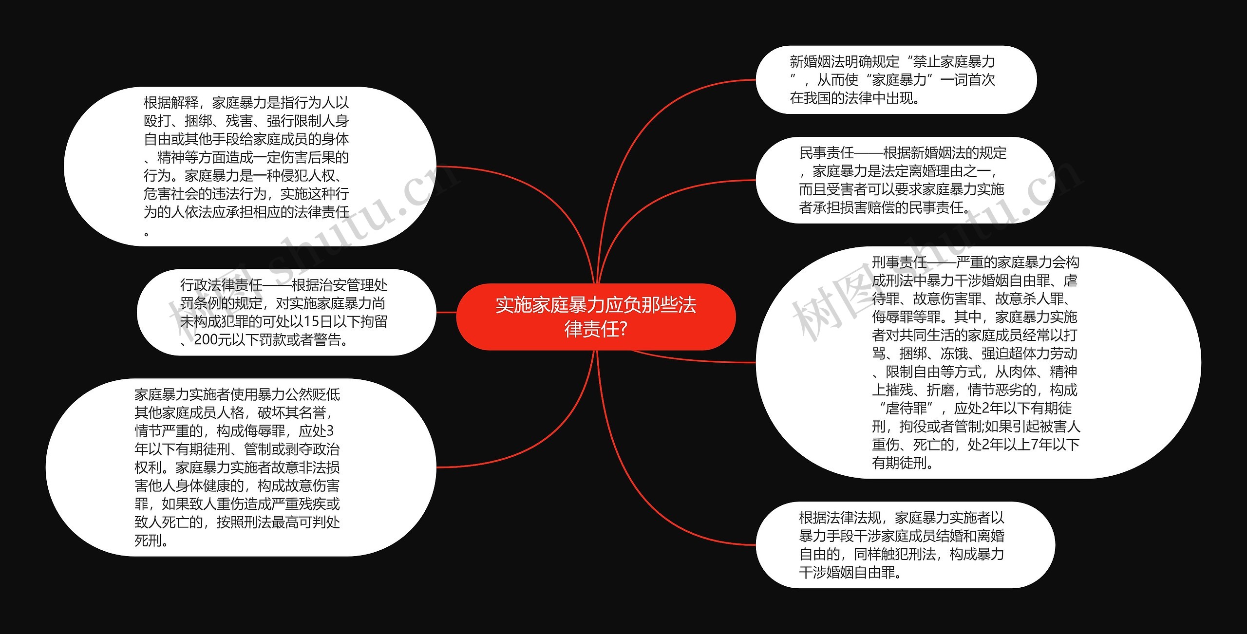 实施家庭暴力应负那些法律责任?思维导图