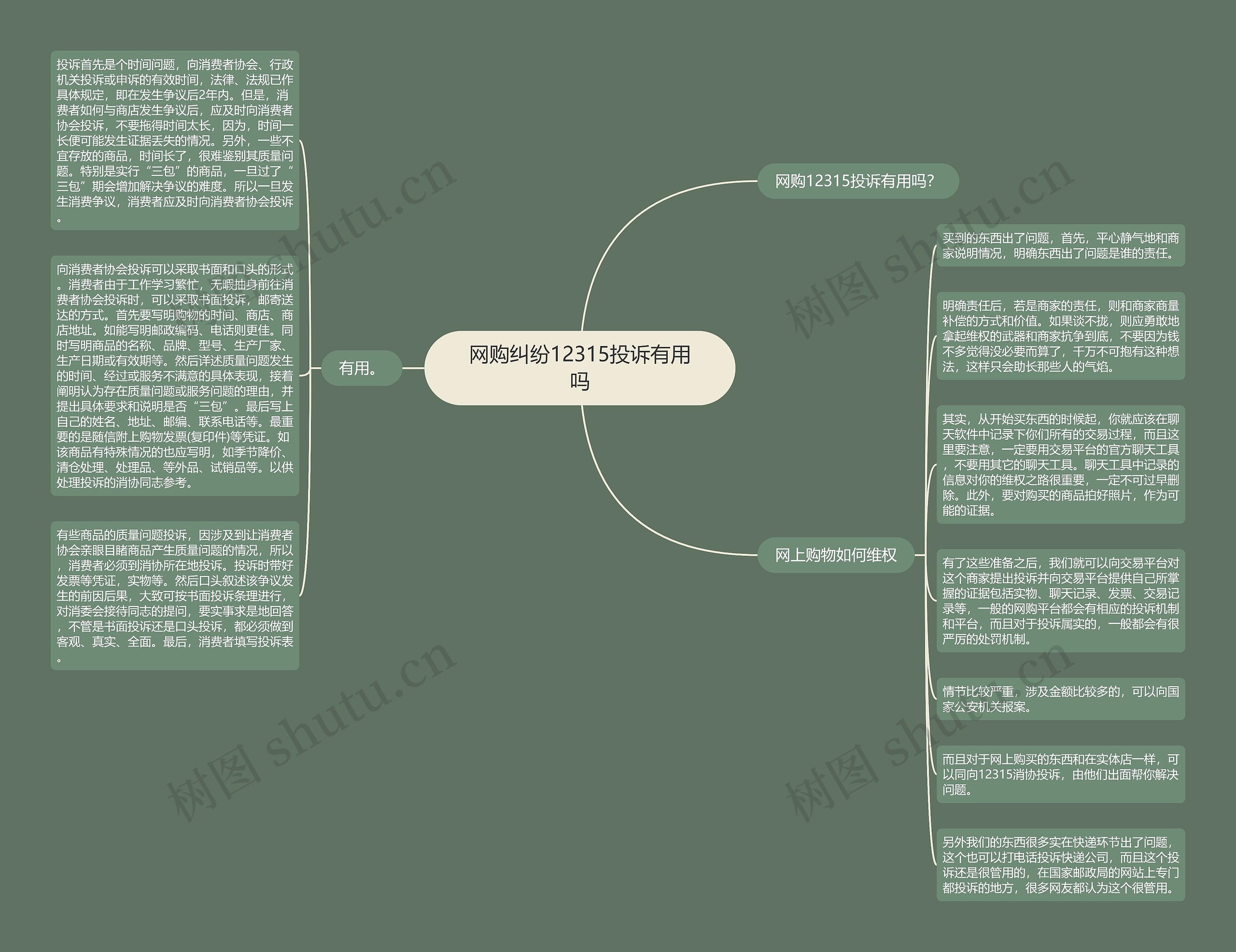 网购纠纷12315投诉有用吗思维导图