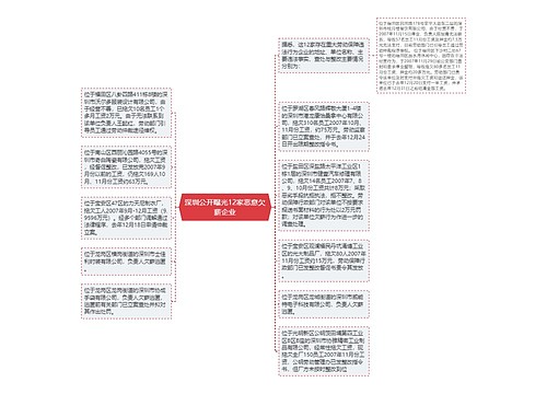 深圳公开曝光12家恶意欠薪企业