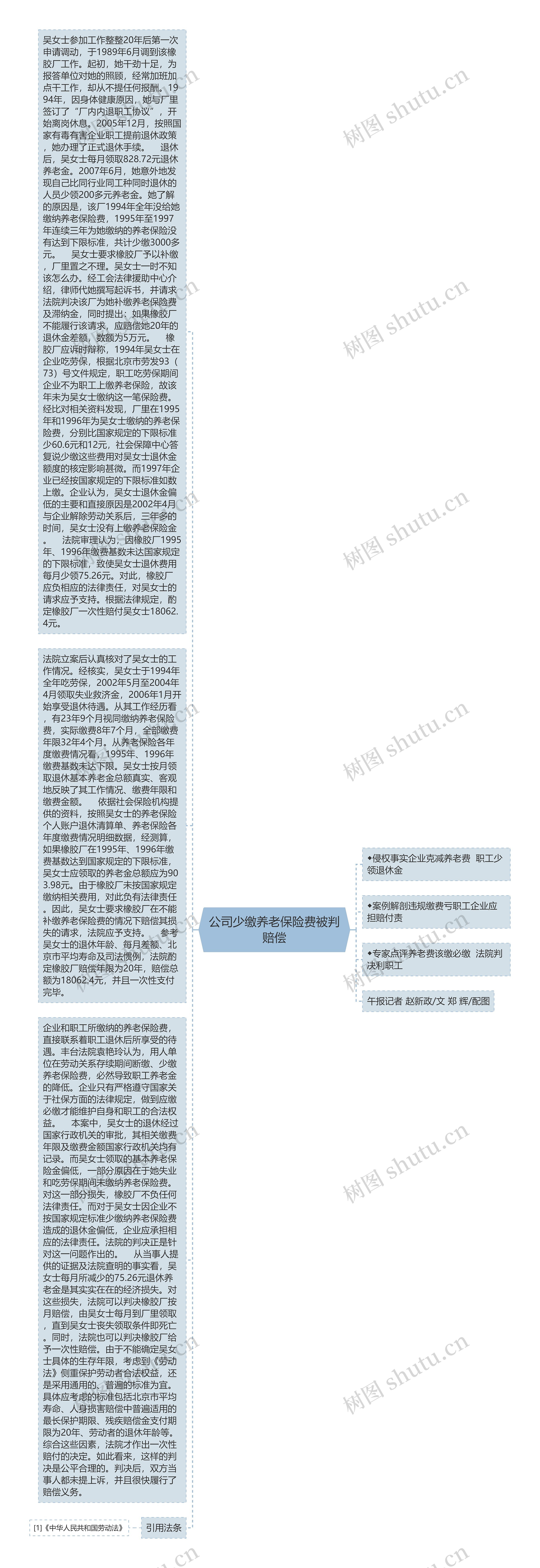 公司少缴养老保险费被判赔偿思维导图