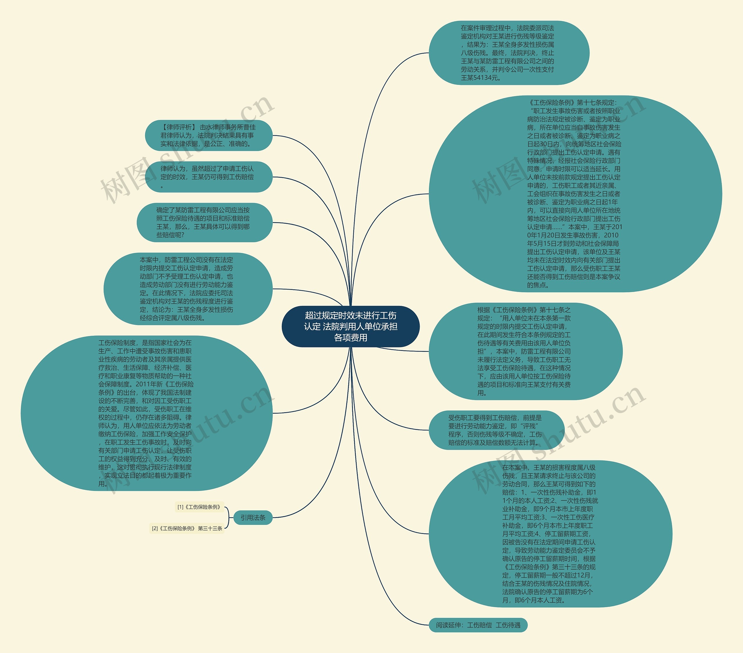 超过规定时效未进行工伤认定 法院判用人单位承担各项费用思维导图