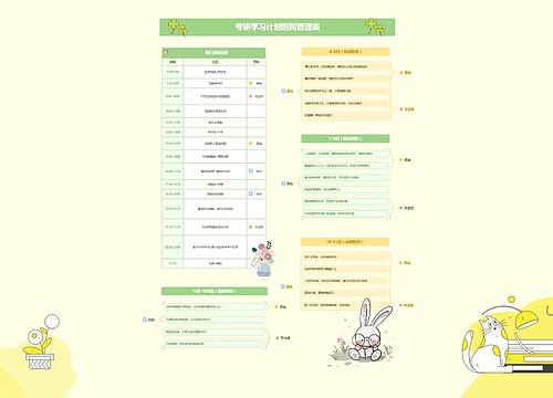 可爱清新考研学习规划时间表