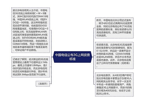 中国电信公布3G上网资费标准