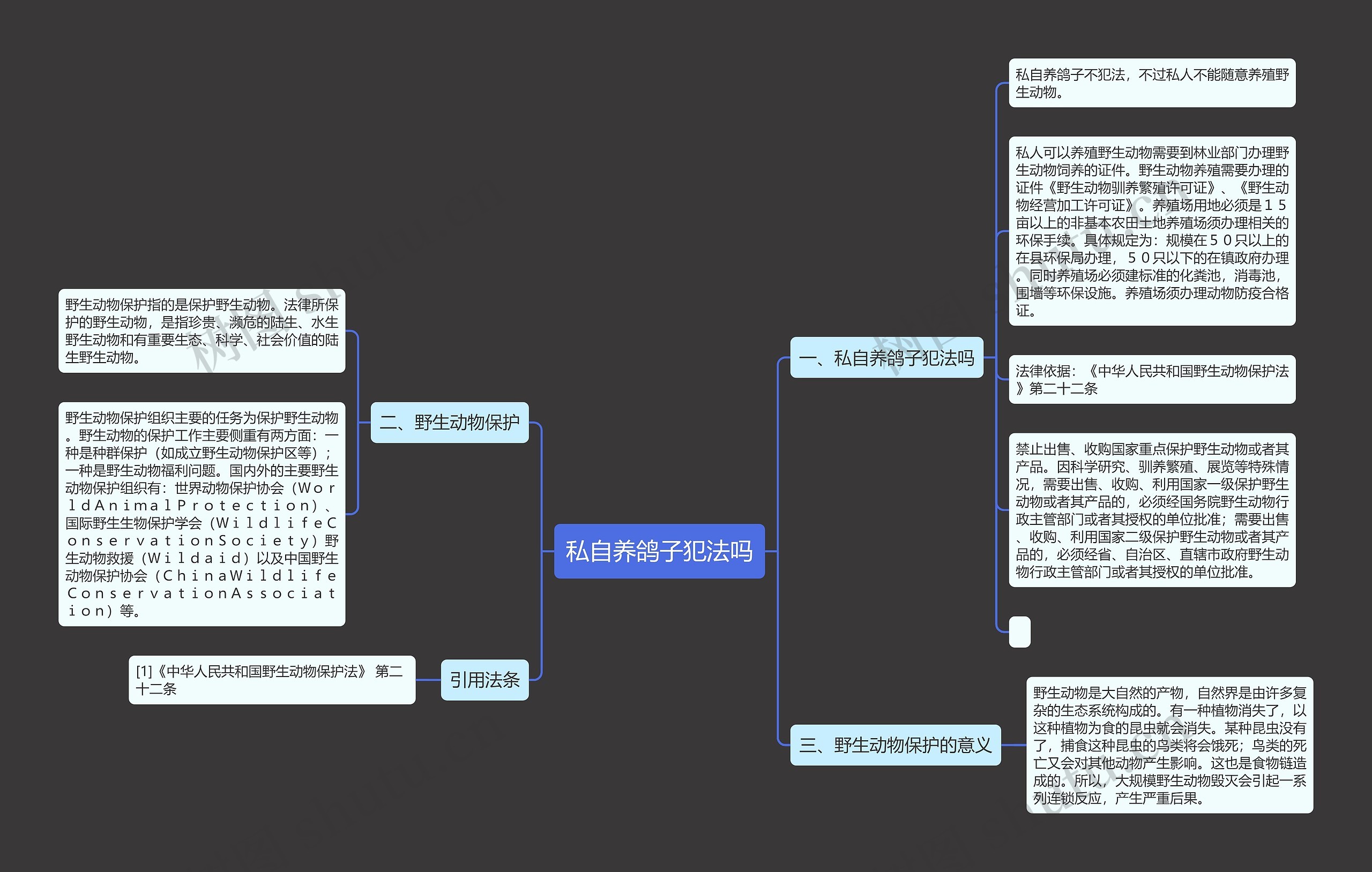 私自养鸽子犯法吗思维导图