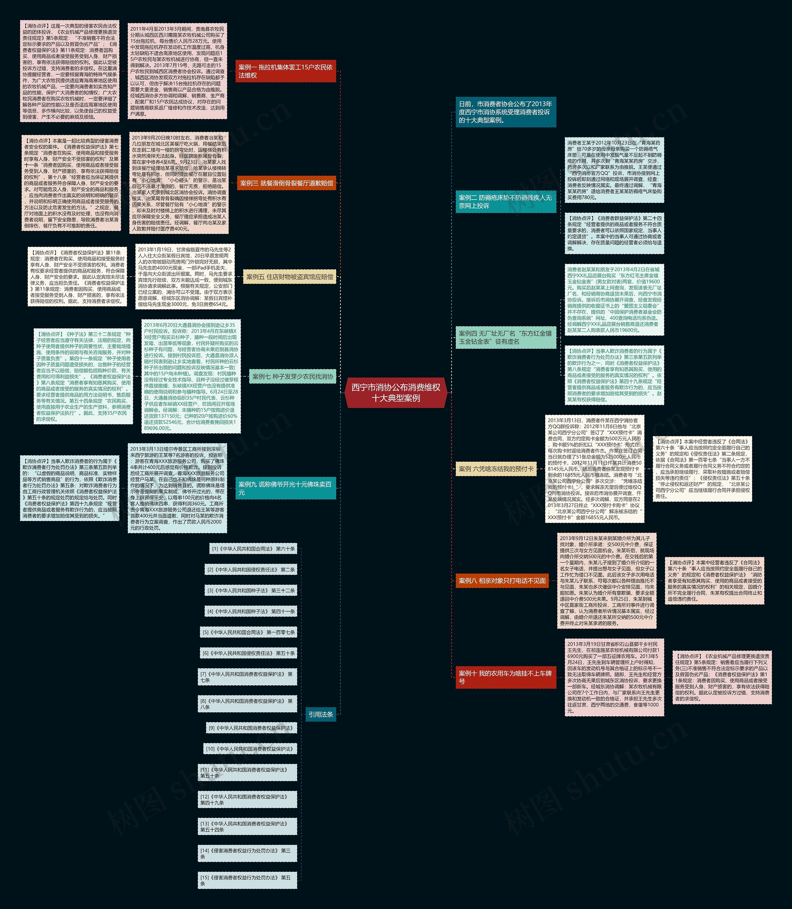 西宁市消协公布消费维权十大典型案例思维导图