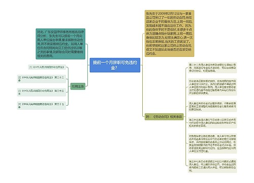 提前一个月辞职可免违约金？