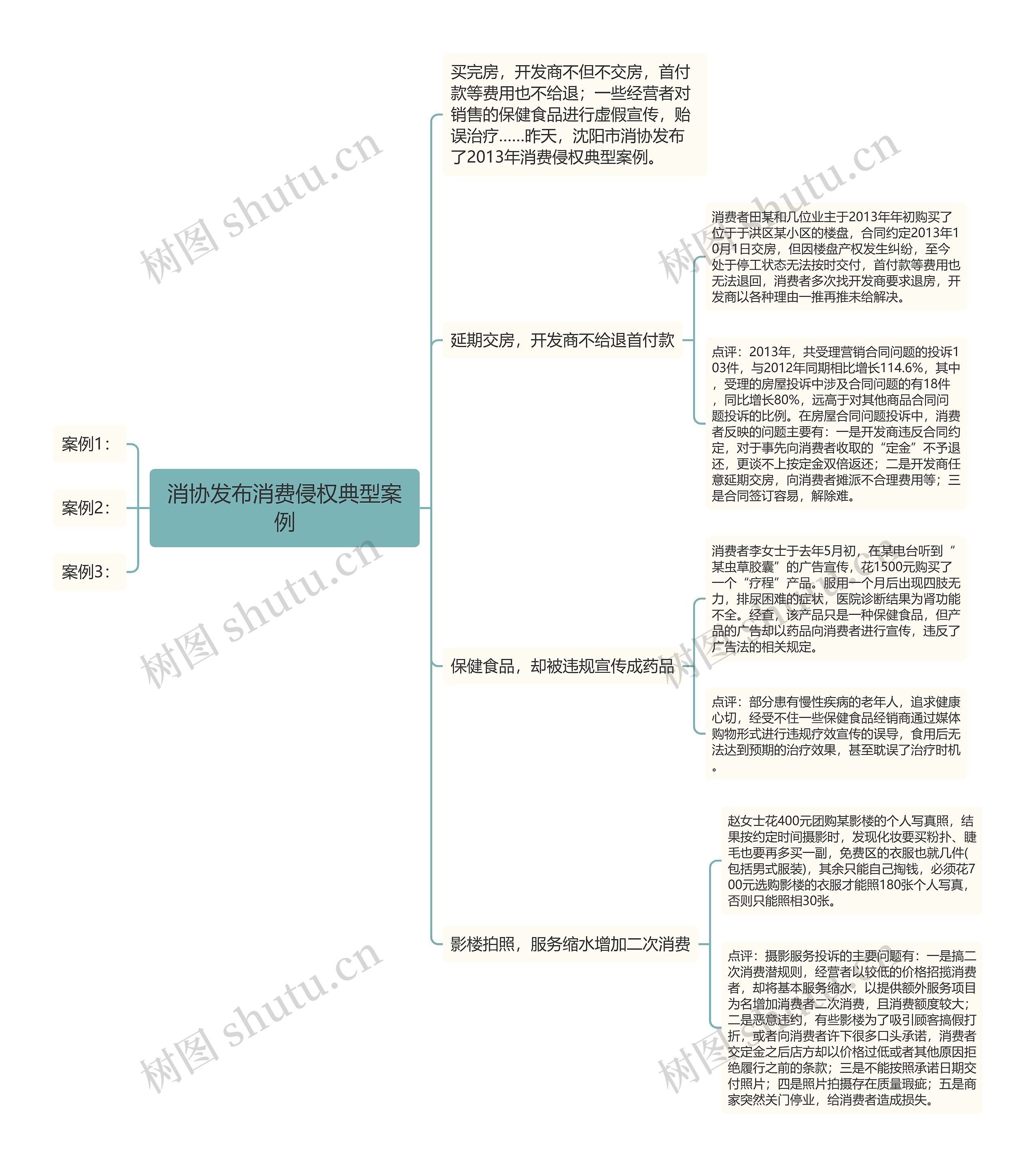 消协发布消费侵权典型案例思维导图