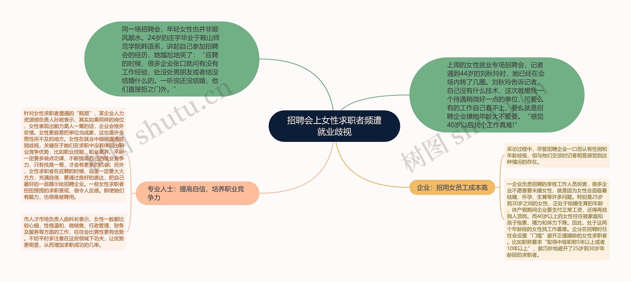 招聘会上女性求职者频遭就业歧视思维导图