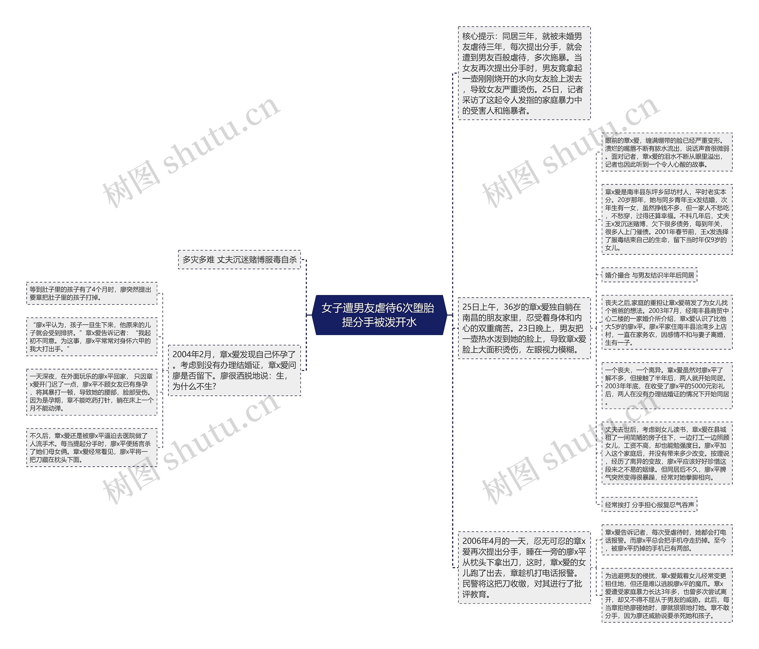 女子遭男友虐待6次堕胎 提分手被泼开水思维导图