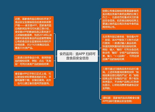 食药监局：查APP 扫码可查食品安全信息