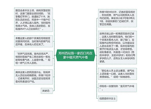 郑州西站路一家四口死在家中疑天然气中毒