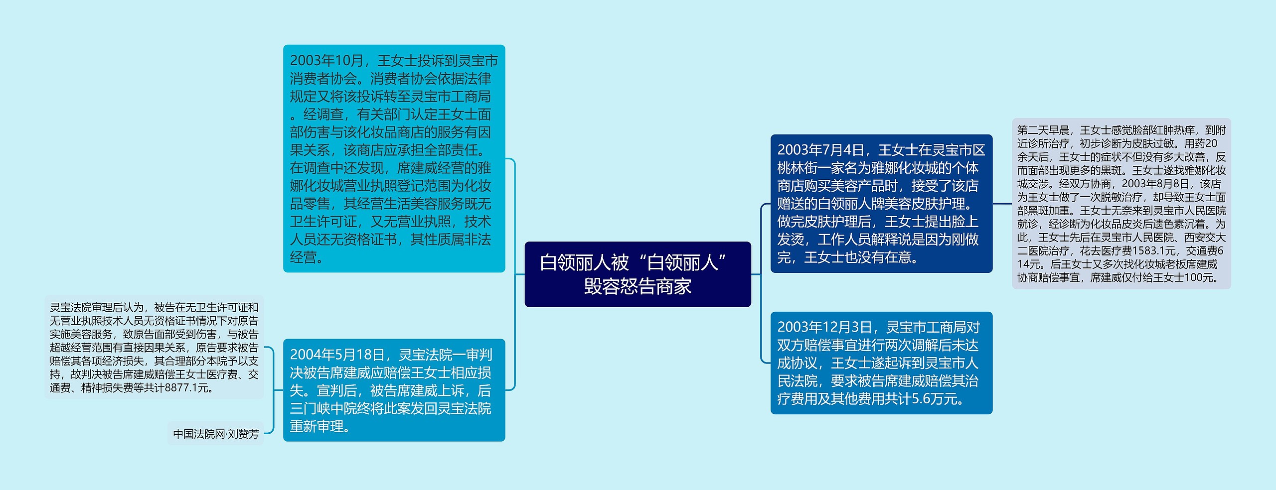 白领丽人被“白领丽人”毁容怒告商家思维导图