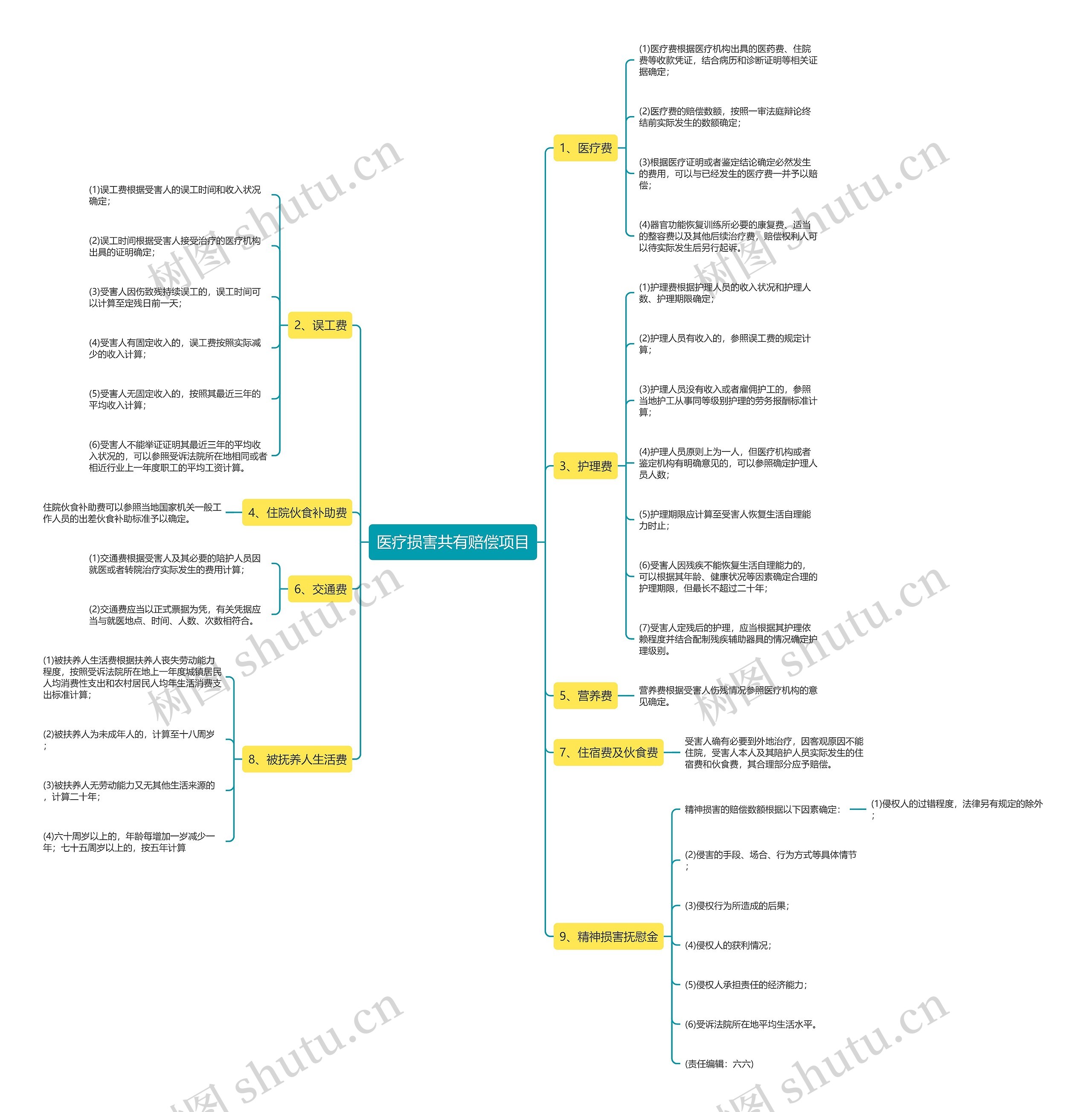 医疗损害共有赔偿项目思维导图
