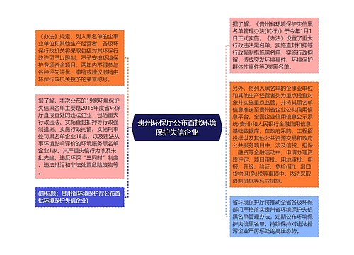 贵州环保厅公布首批环境保护失信企业