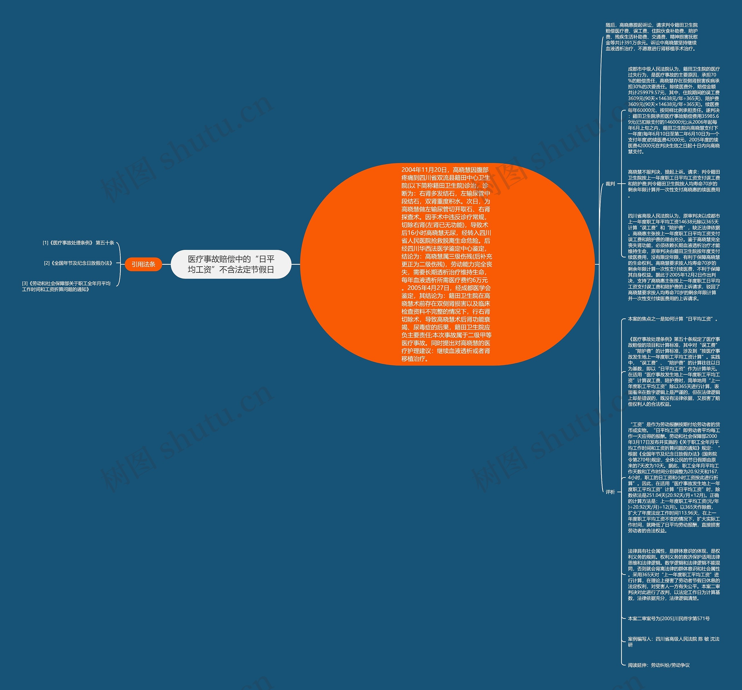 医疗事故赔偿中的“日平均工资”不含法定节假日思维导图