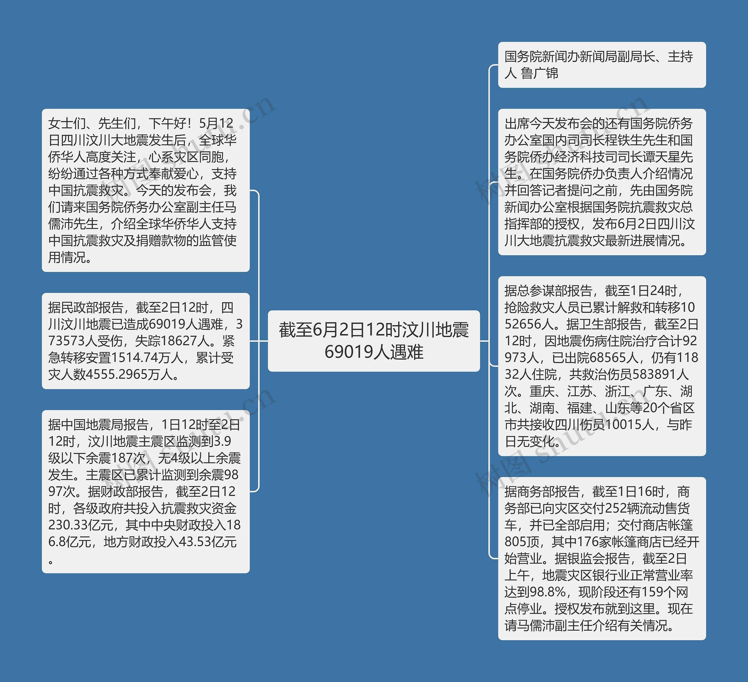 截至6月2日12时汶川地震69019人遇难思维导图