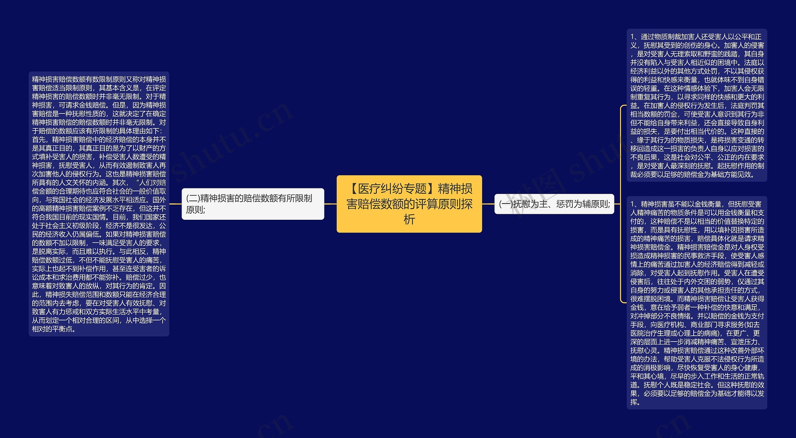 【医疗纠纷专题】精神损害赔偿数额的评算原则探析思维导图