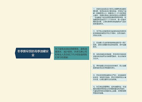 冬季提早预防雨季油罐安全