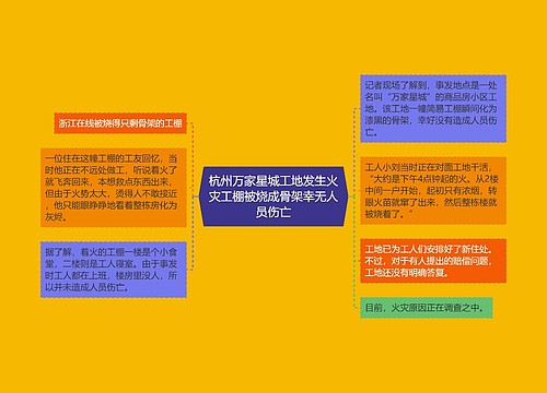 杭州万家星城工地发生火灾工棚被烧成骨架幸无人员伤亡