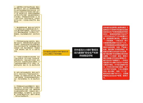 吉林省加大小煤矿整顿关闭力度煤矿安全生产形势持续稳定好转