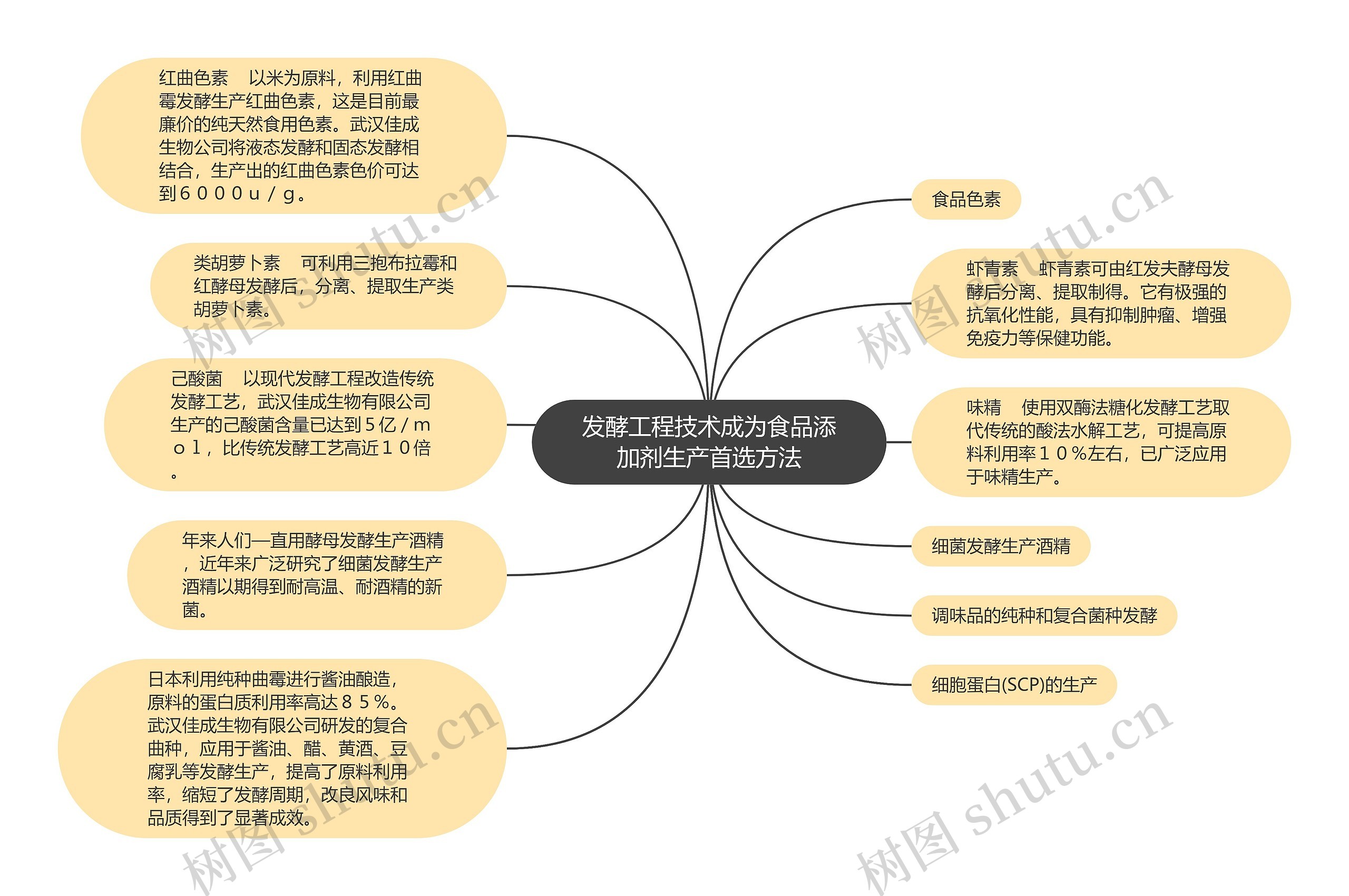 发酵工程技术成为食品添加剂生产首选方法思维导图