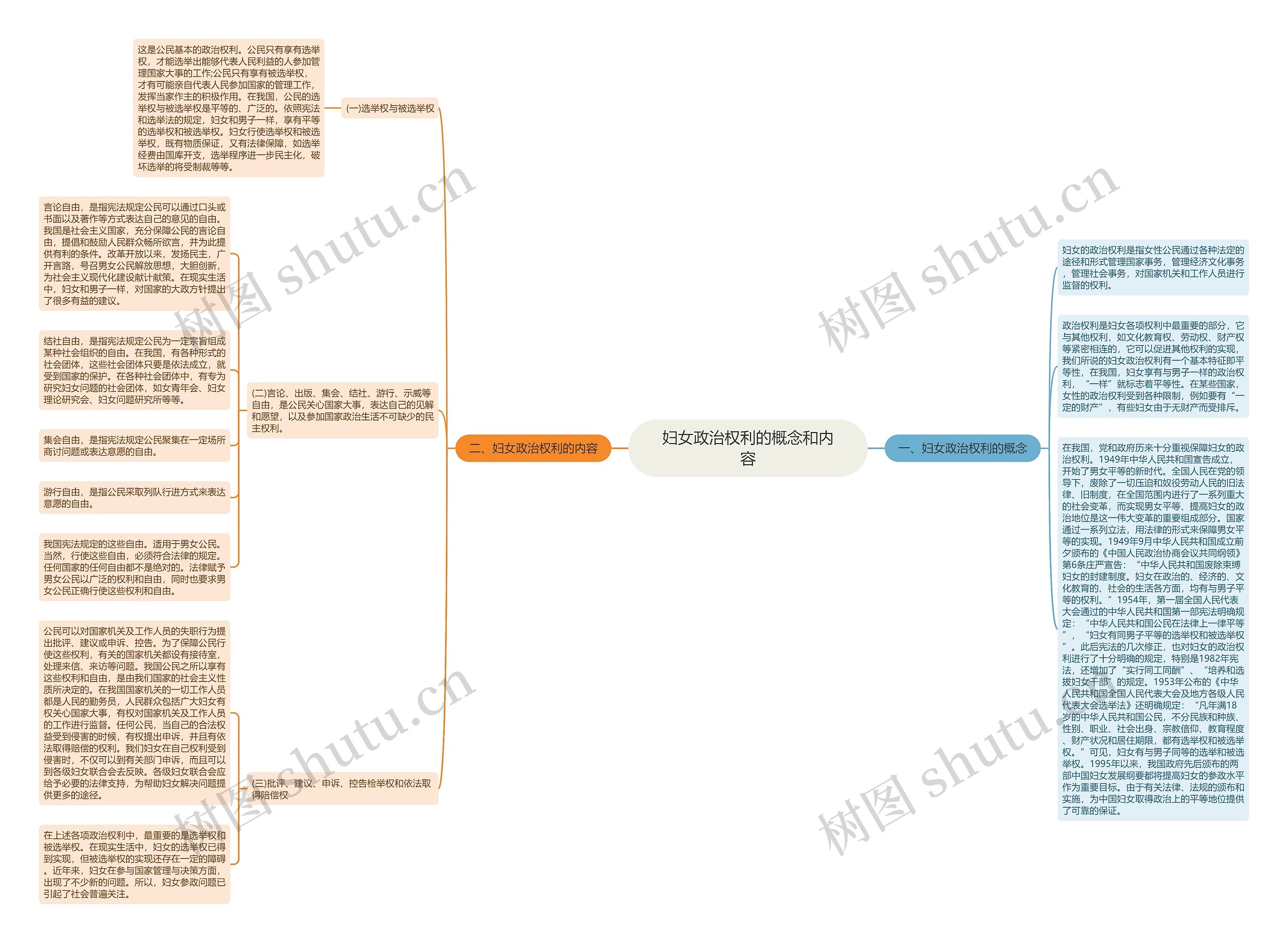 妇女政治权利的概念和内容思维导图