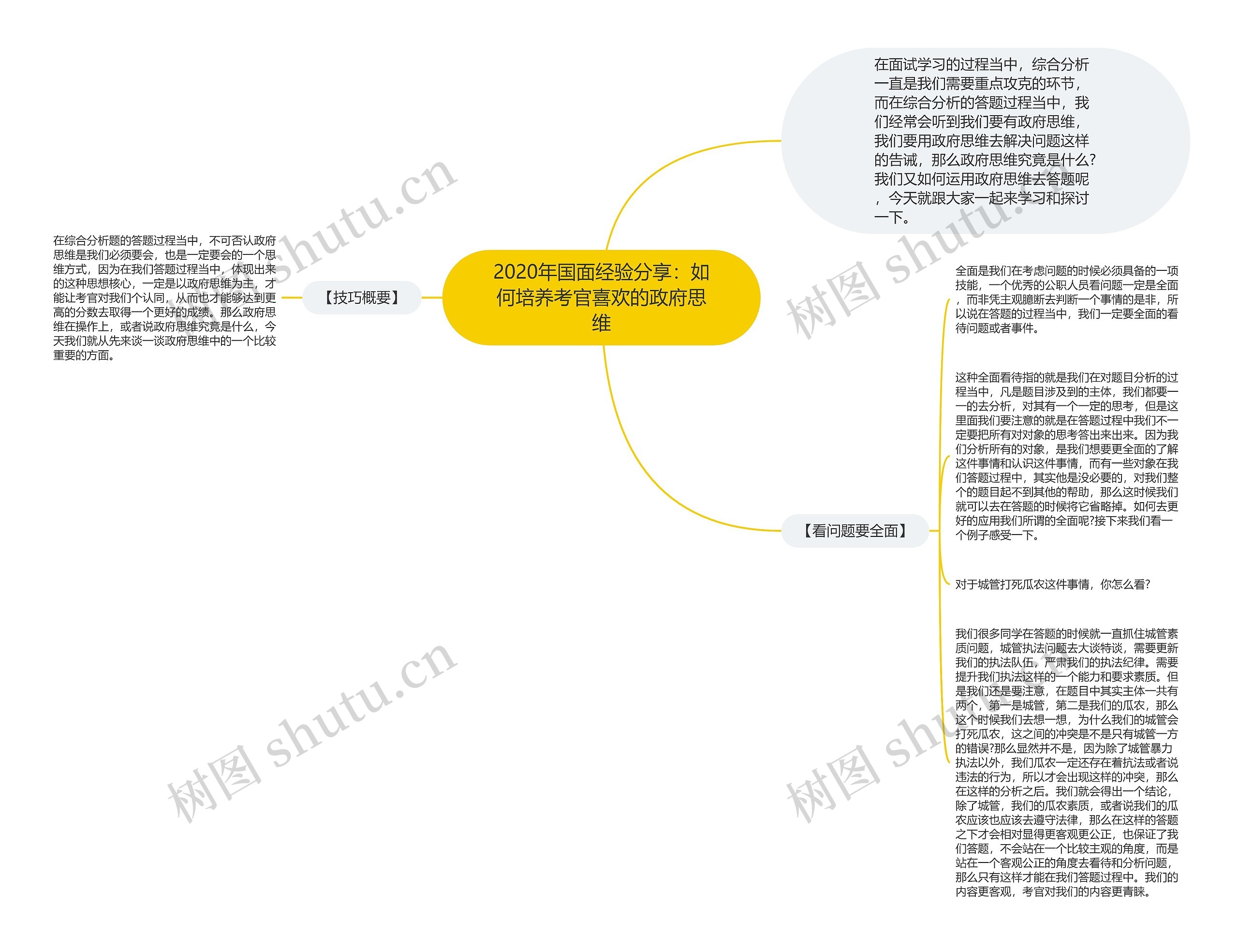 2020年国面经验分享：如何培养考官喜欢的政府思维思维导图