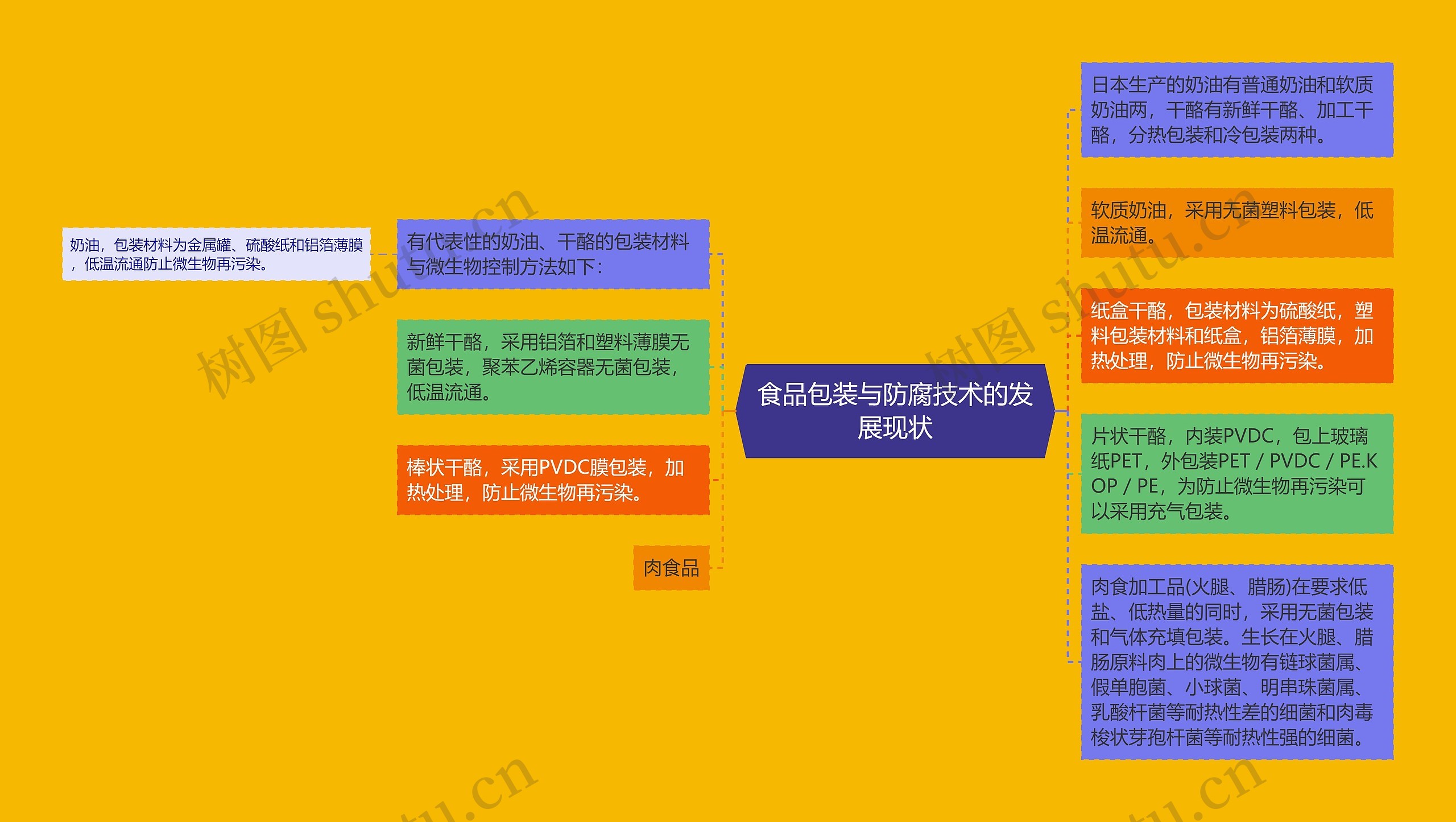 食品包装与防腐技术的发展现状思维导图