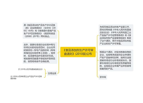 《食品添加剂生产许可审查通则》(2010版)公布