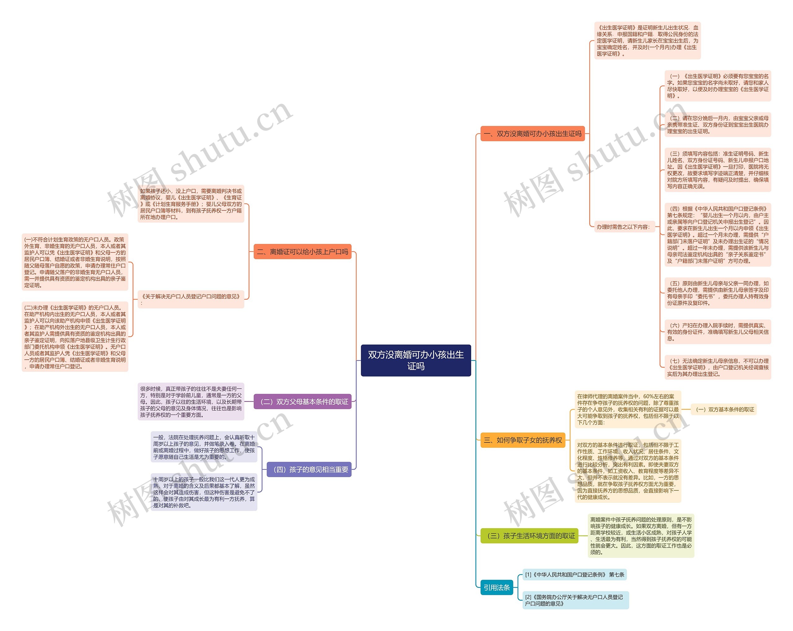 双方没离婚可办小孩出生证吗思维导图