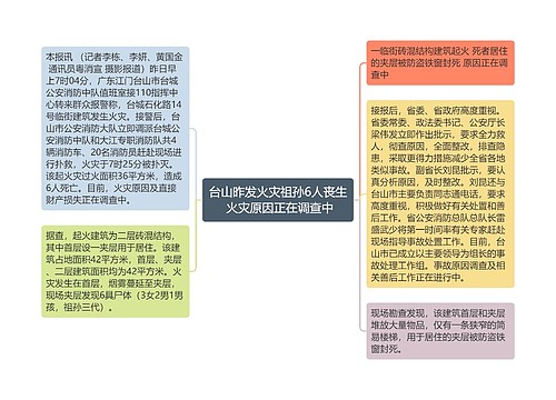 台山昨发火灾祖孙6人丧生 火灾原因正在调查中