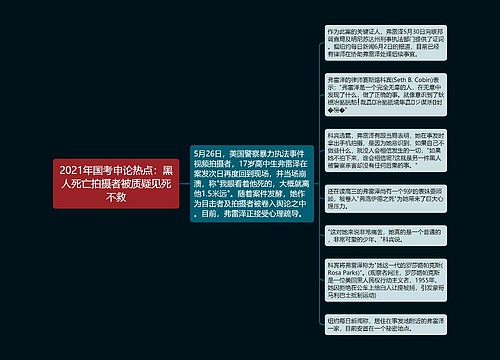 2021年国考申论热点：黑人死亡拍摄者被质疑见死不救