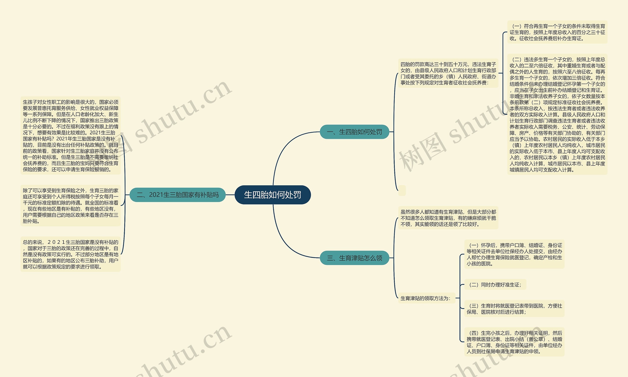 生四胎如何处罚思维导图