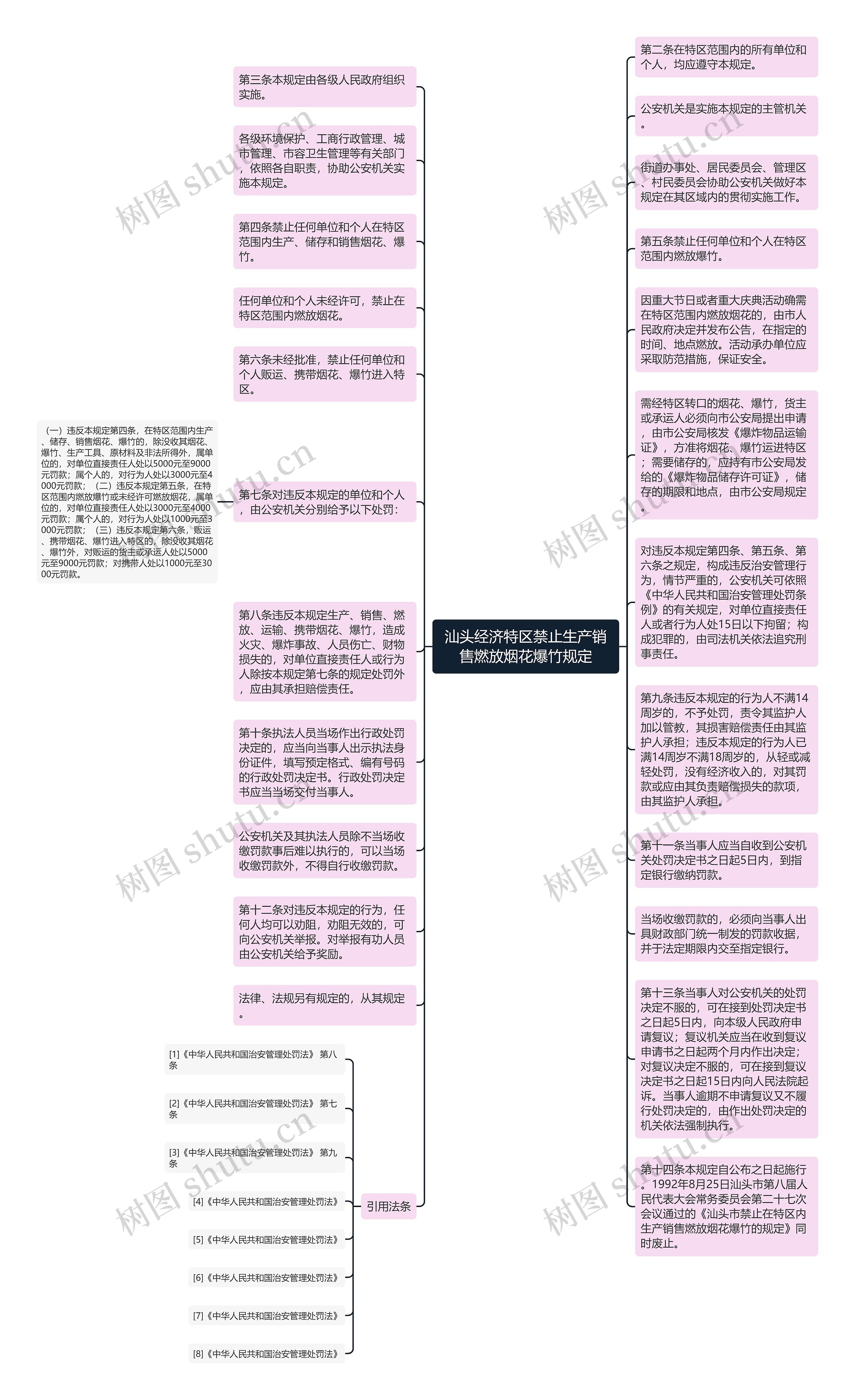 汕头经济特区禁止生产销售燃放烟花爆竹规定思维导图