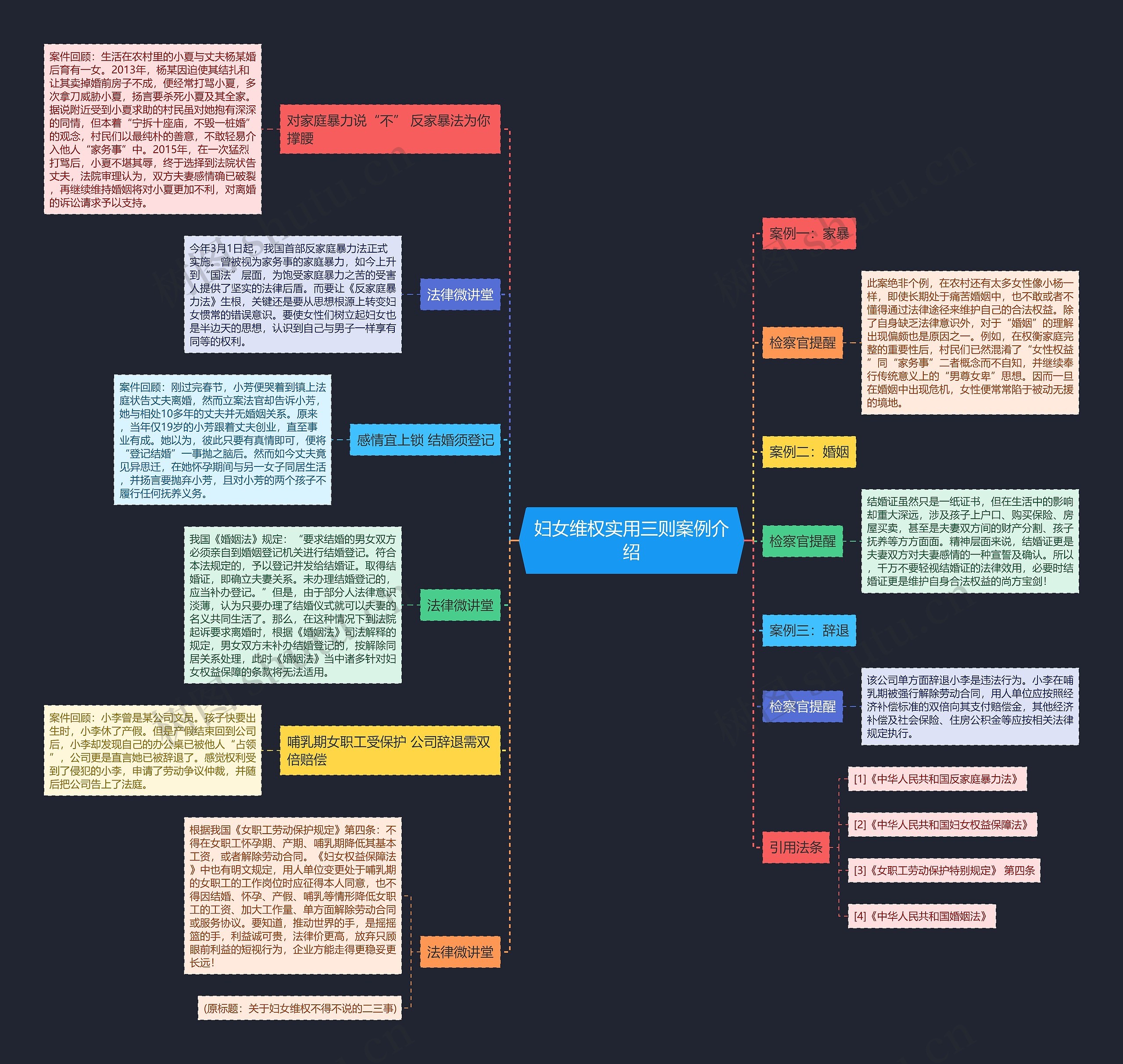 妇女维权实用三则案例介绍思维导图