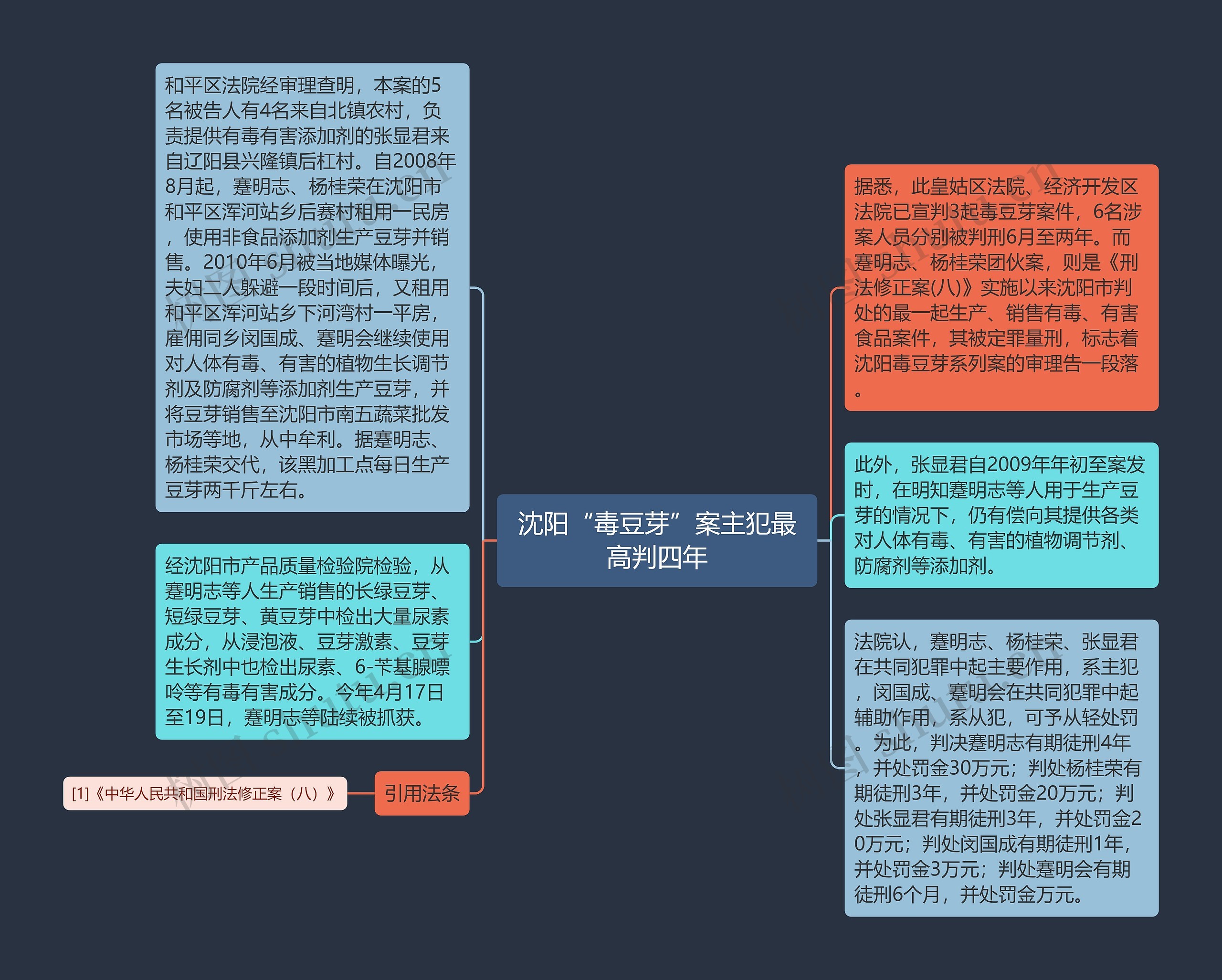 沈阳“毒豆芽”案主犯最高判四年思维导图