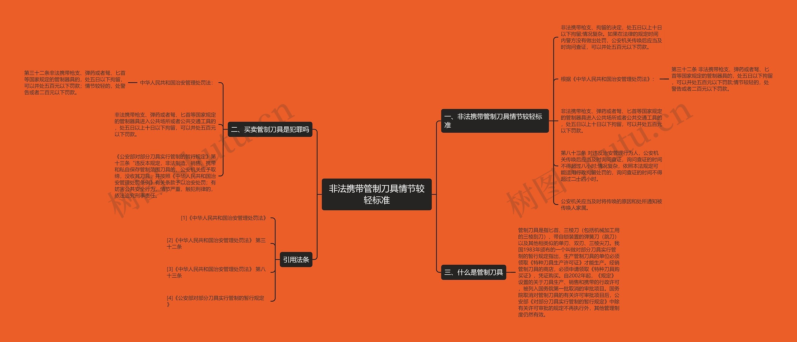 非法携带管制刀具情节较轻标准思维导图