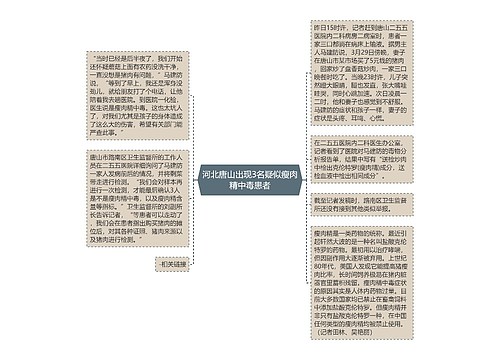 河北唐山出现3名疑似瘦肉精中毒患者